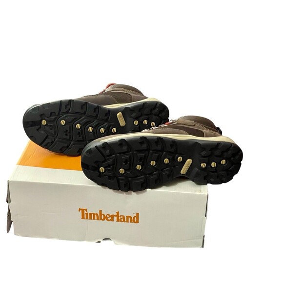 Timberland Women’s 9.5 White Ledge Mid Leather Hiking Waterproof Brown NIB - Picture 6 of 9